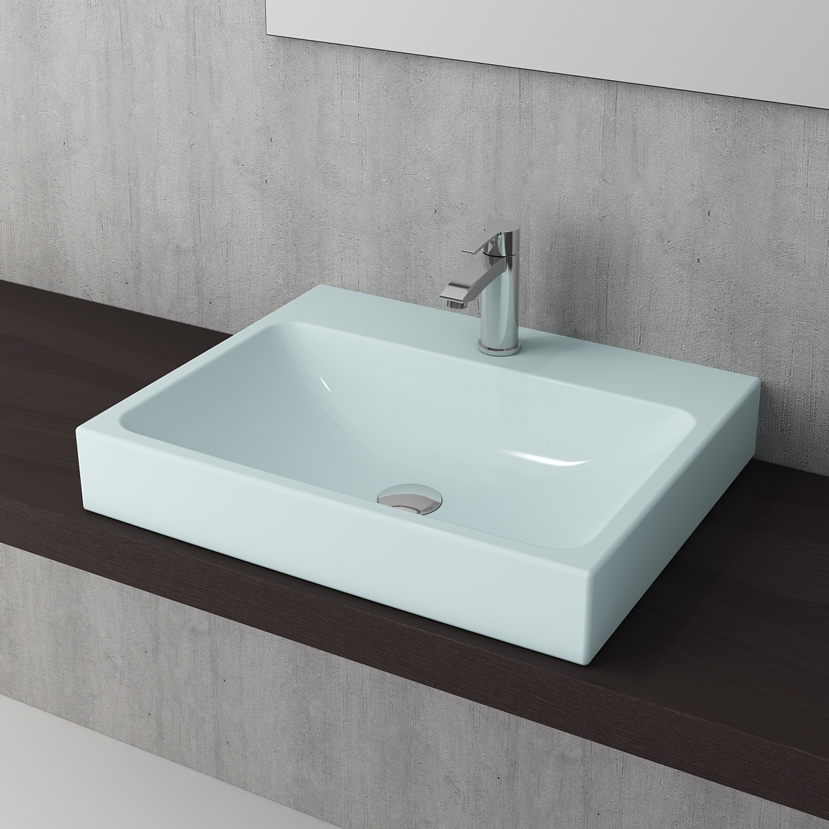 Bocchi Scala Tezgah Üstü Lavabo 60 Cm Mat Buz Mavi