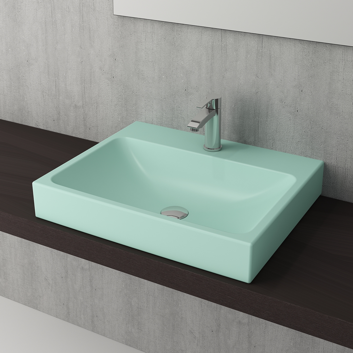 Bocchi Scala Tezgah Üstü Lavabo 60 Cm Mat Mint Yeşil