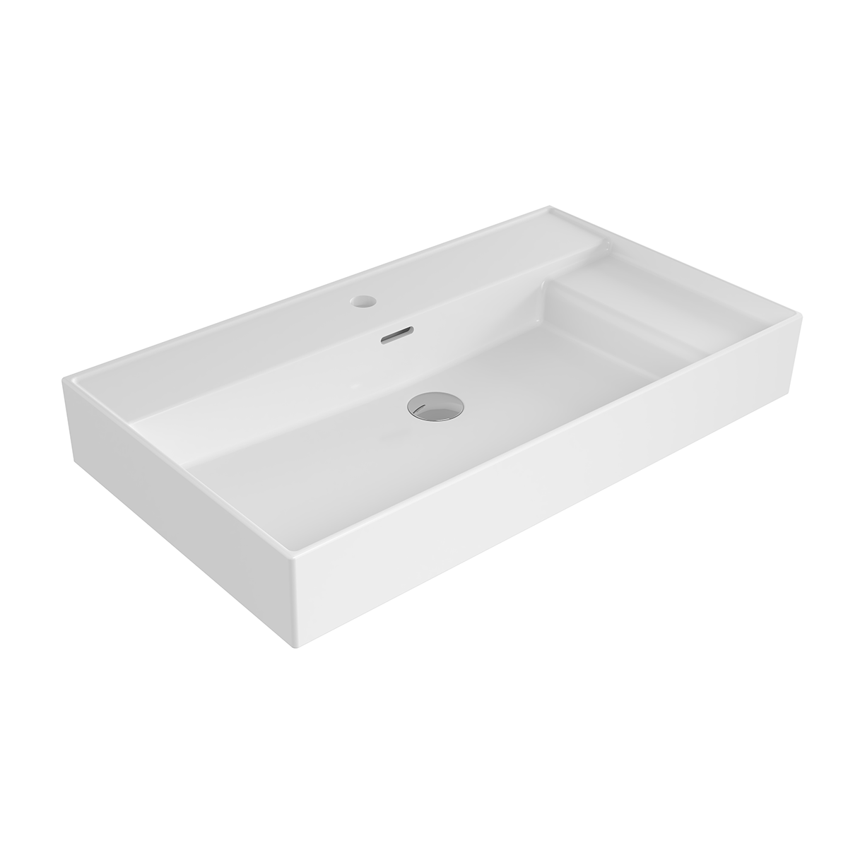 Bocchi Milano 80 cm Sağdan Etajerli Lavabo Parlak Beyaz 1537-001-0126
