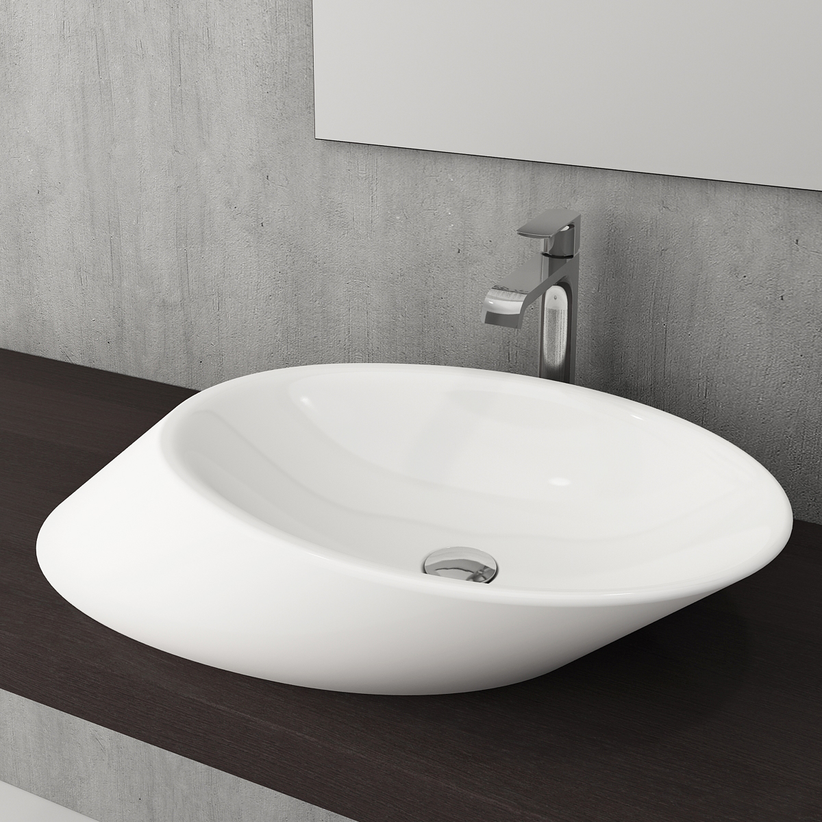 Bocchi Vessel Yatay Çanak Lavabo 72 cm Beyaz 1013-001-0125